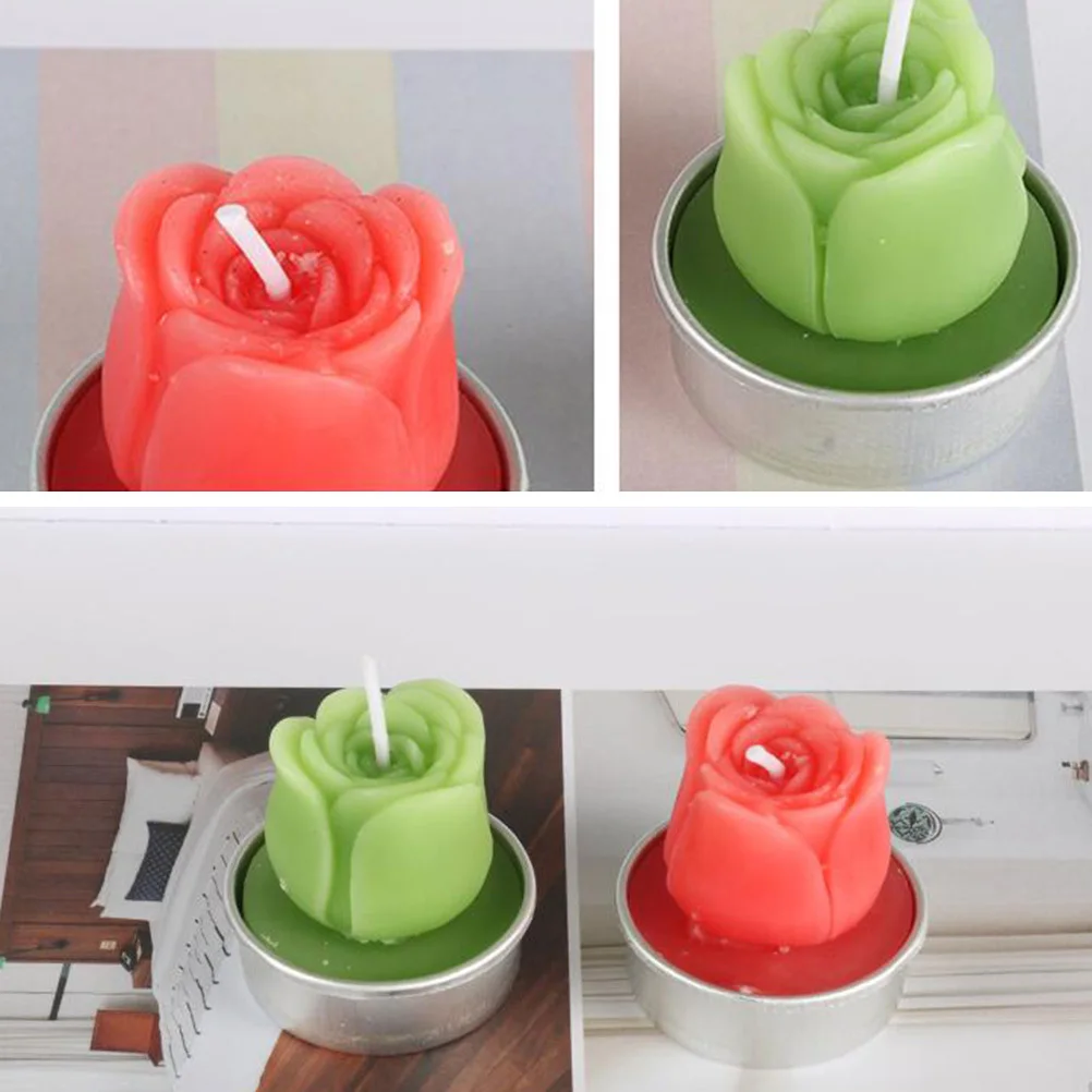 Bougies succulentes d'aromathérapie, ensemble de lampes de Table en forme de Rose réaliste, décoratif sans fumée pour le jardin et la vie, 12 pièces