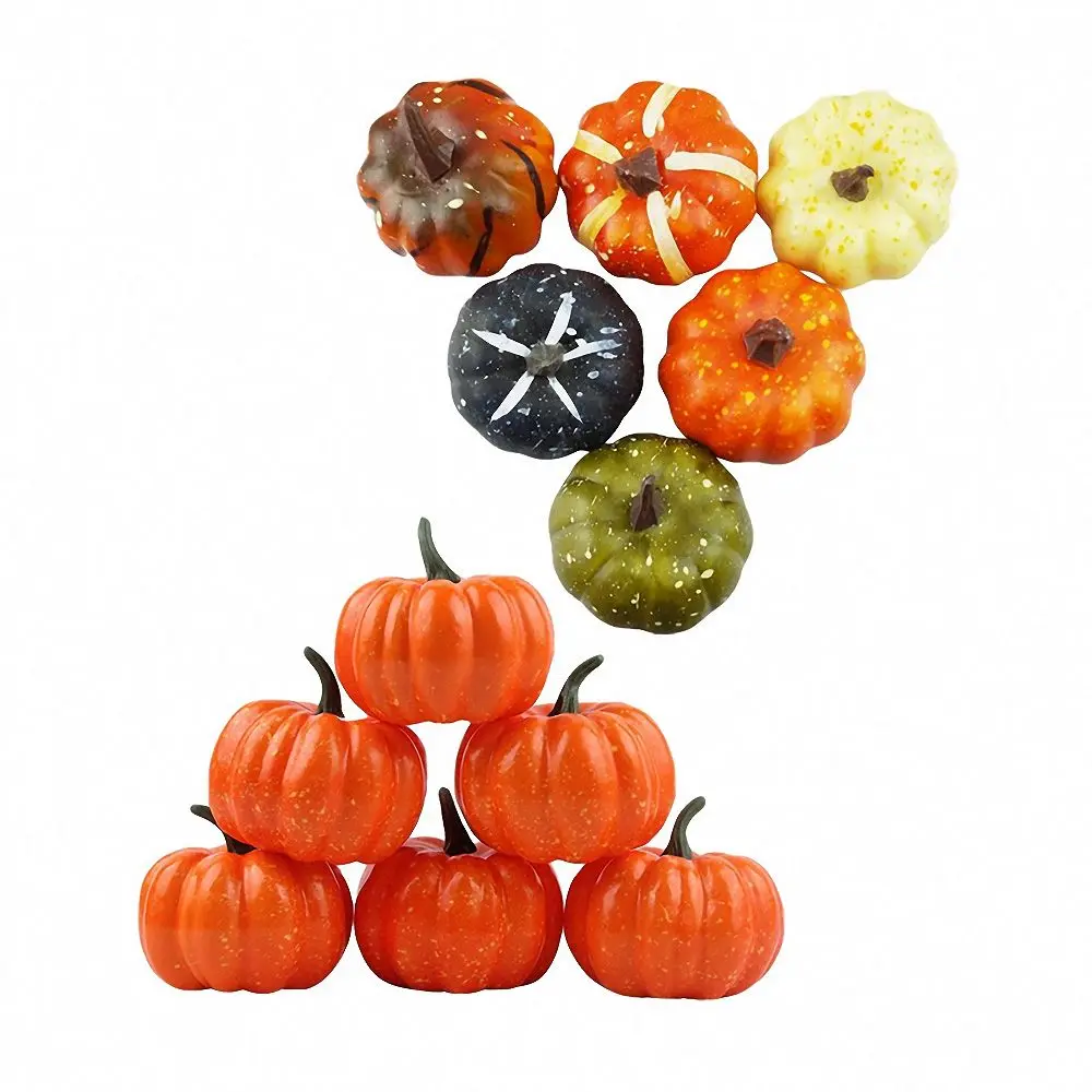 6Pcs Mini Artificial Pumpkin Fake Simulation Vegetable Halloween Home Decoration Props DIY Indoor Craft Pumkin Ornament Set - view 6