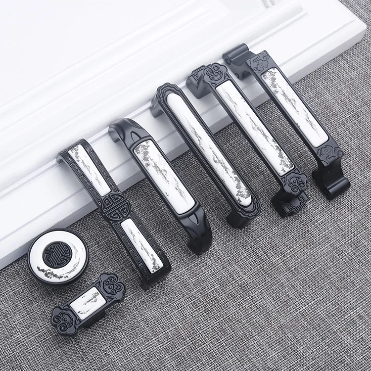 

New Chinese Style Cabinet Handle Zinc Alloy Black Drawer Door Pulls for Wardrobe