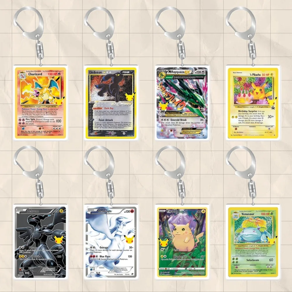 ل البوكيمون تشارجر أومبيرون Rayquaza Reshiram Magikarp Venusaur Zekrom سلسلة مفاتيح مصنوعة من الأكريليك أنيمي الطرفية للأطفال هدية