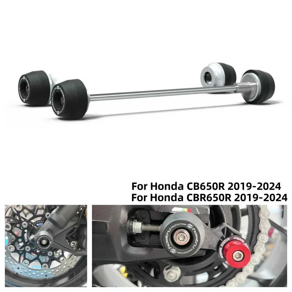 

For Honda CB650R CBR650R 2019 2020 2021 2022 2023 2024 Rear Front Axle Fork Crash Slider Motorcycle Wheel Protector Moto Parts
