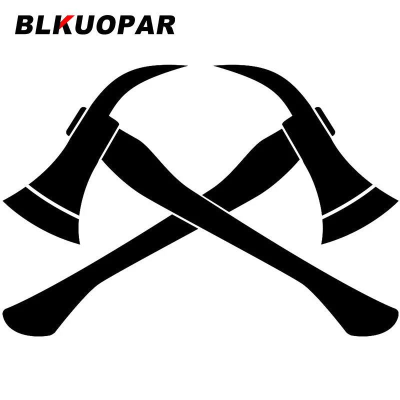 

BLKUOPAR For Crossed Firefighters Axes Car Stickers Scratch-Proof Decals Waterproof Refrigerator Luggage Decor Car Label