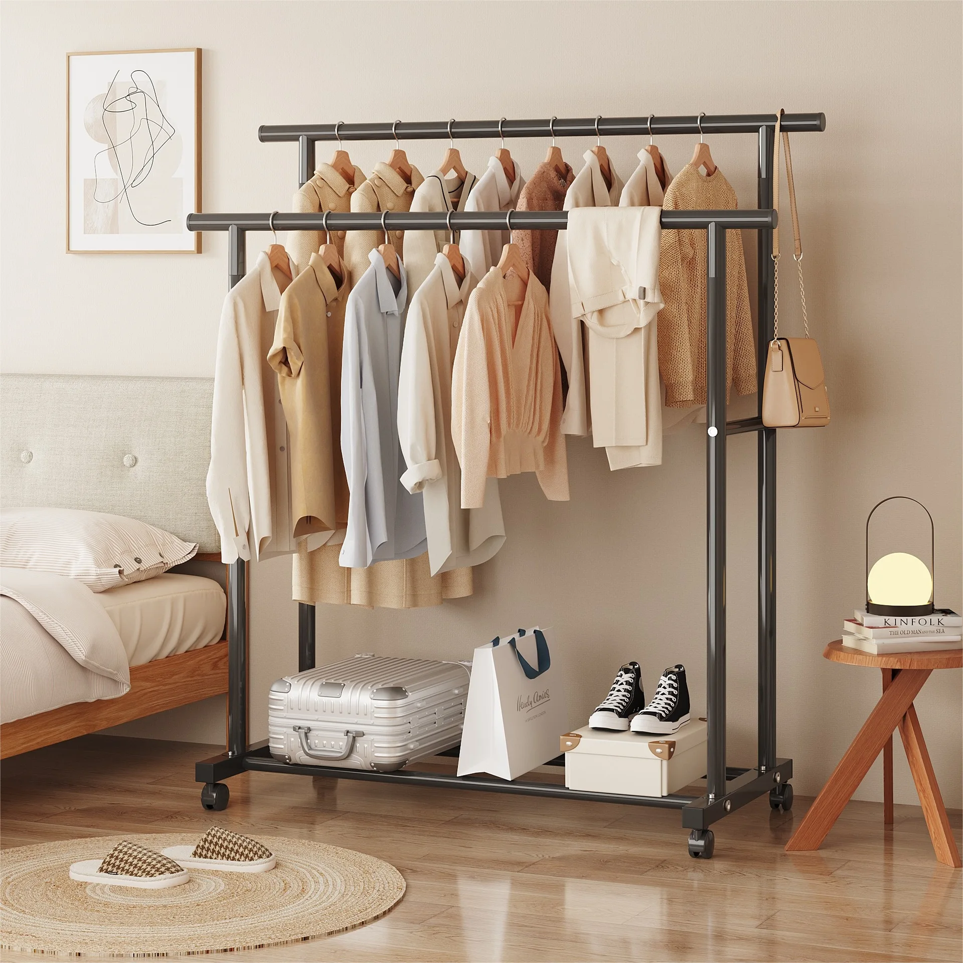 

Simple Floor-Mounted Clothes Drng Ra Indoor Balcony Dormi Coat Hanger Metal Clothesline Holder Easy to Use