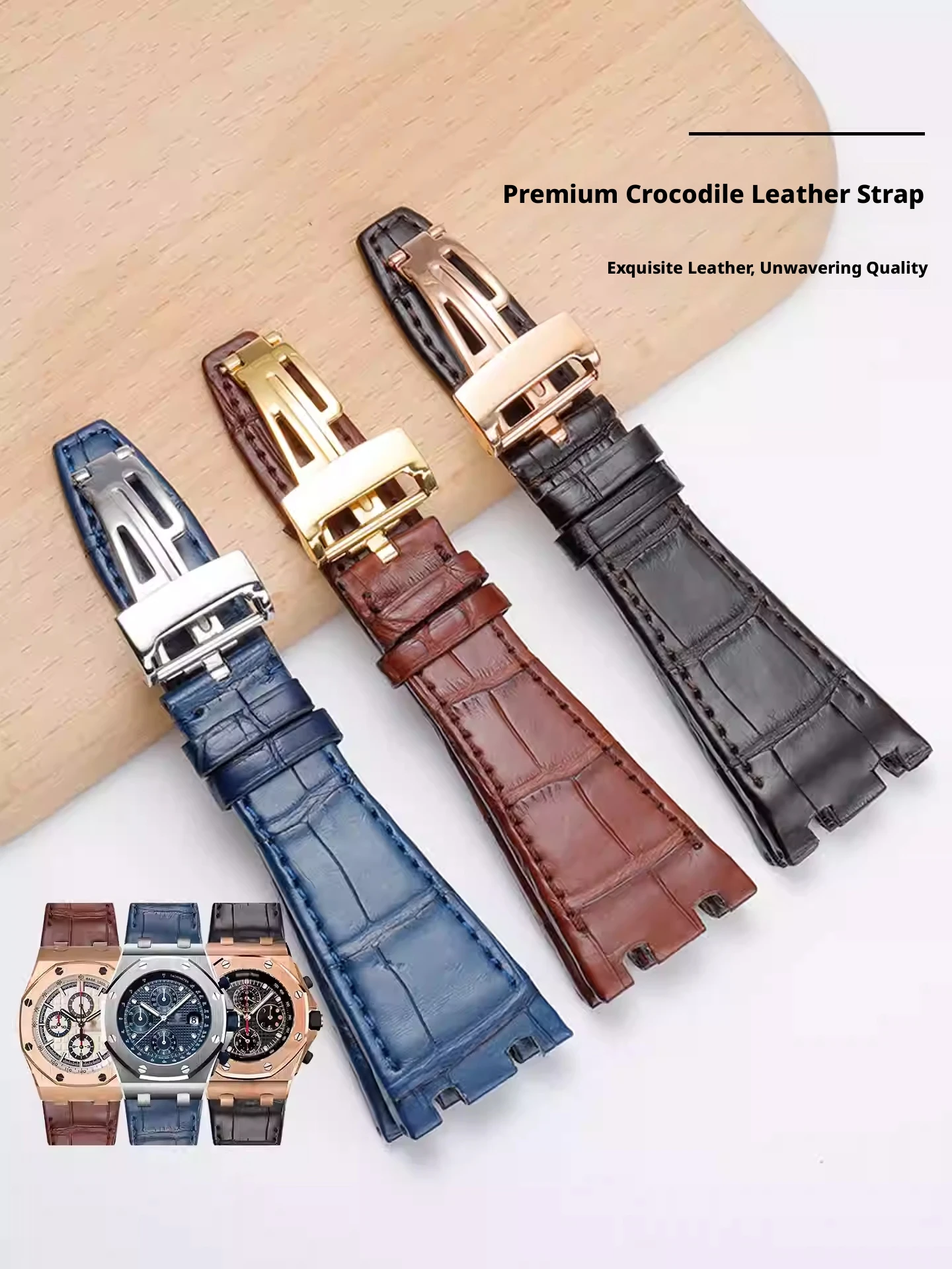 Genuine Crocodile leather watch strap for Audemars Piguet Royal Oak Offshore 23 26 28MM leather watchband stainless steel buckle