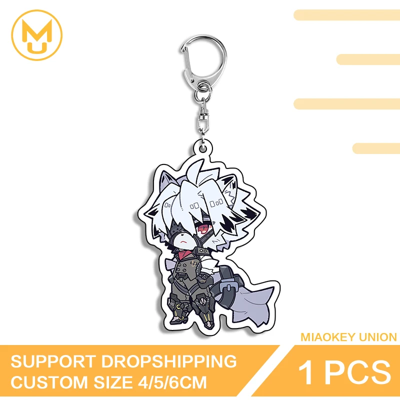 Von Lycaon Zenless Zone Zero Cartoon Trendy Wolf Acrylic Keyring Waterproof Eye Catching Premium Backpack Decor Collection