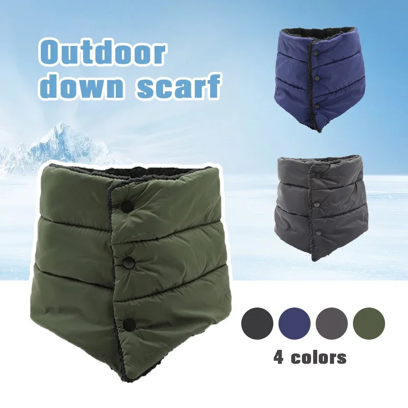 Winter Soft Ring Down Scarf Fleece Button Neck Scarve Warmer Outdoor Windproof Handkerchief Ski Masks