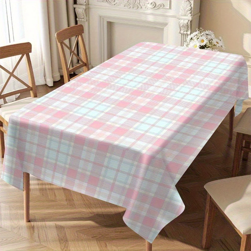 The bright pink and white checkered pattern with floral embellishments decorates the farmhouse for a party.