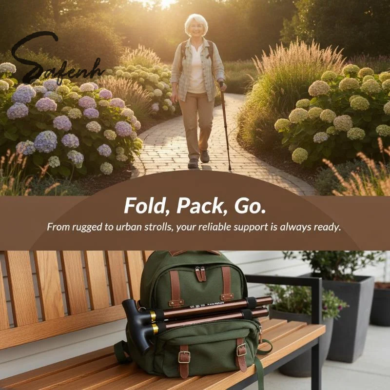 Multifunction Telescopic Walking Stick Outdoor Hiking Trekking Poles Aluminum Alloy Metal Folding Cane Crutches Pole For Elderly
