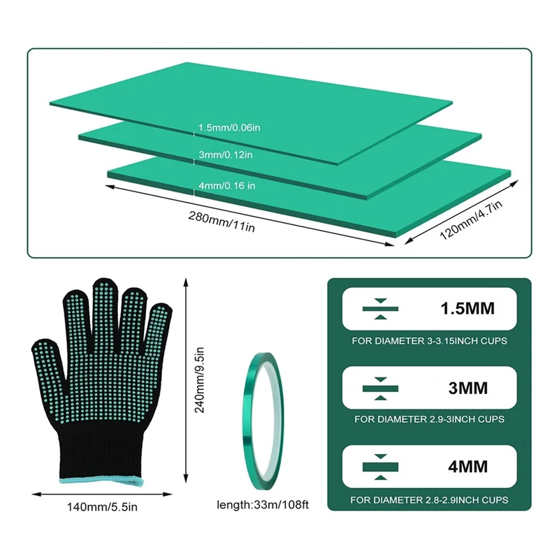 Enveloppement de gobelets à Sublimation A59E-11X 4.72 pouces avec gant et ruban résistants à la chaleur, enveloppe en Silicone pour gobelets vierges à Sublimation