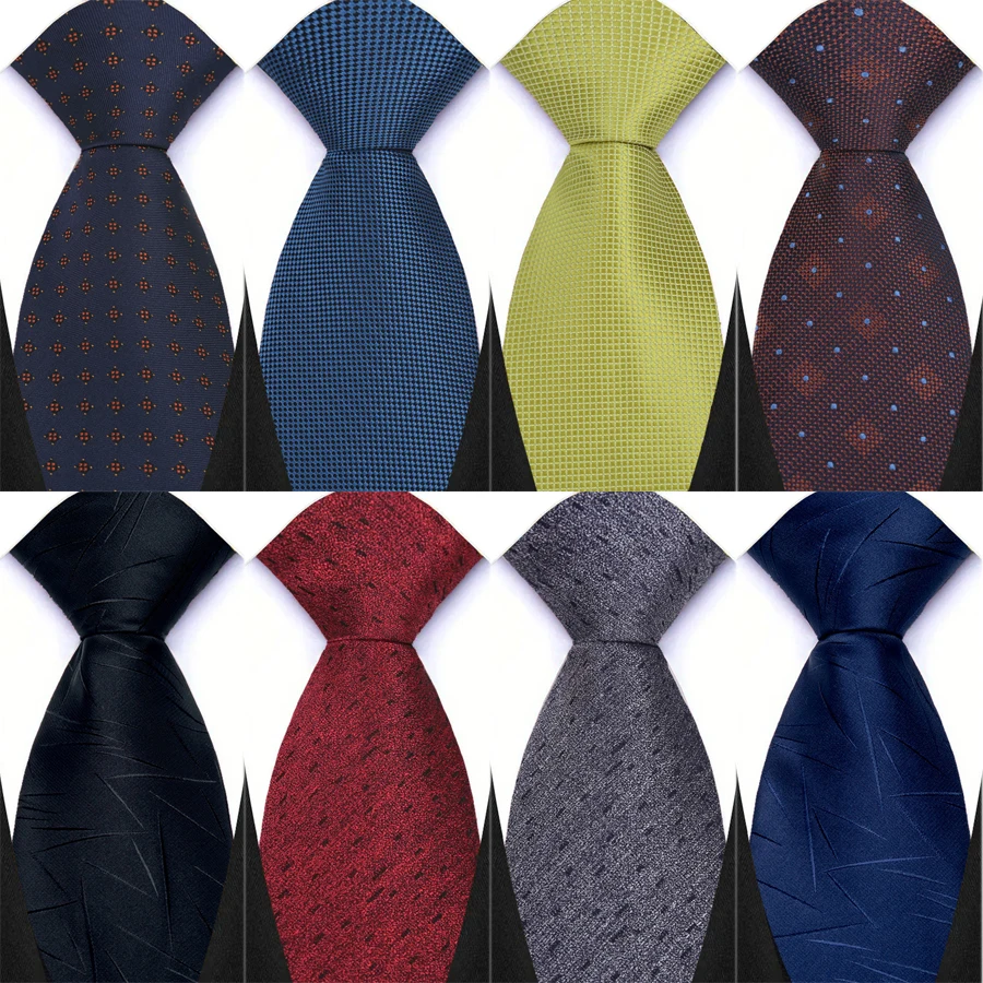 8cm Luxury Men's Business Neck Ties Formal Polka Dots Solid Brown Wine Red Neckties New Fashion Tie Tuxedo Suit Accessories Gift