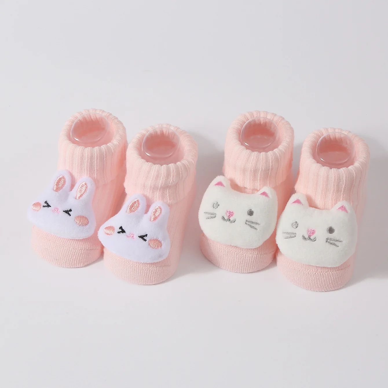 

New Kawaii Cotton Soft Socks for Newborn Baby Cartoon Animal 3D Doll Socks for Girls Boys Infant Pink Short Socks 0-6 Month