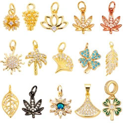 Pine Cone Lotus Coconut Tree Sun Flower Ginkgo Leaf  18K Gold Charm,Bracelet Earring Attachment  Jewelry Components Findings L44