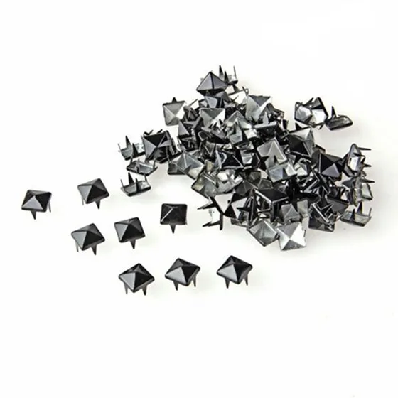 100 X applies square rivets 8mm studs black for bag / shoes / gloves