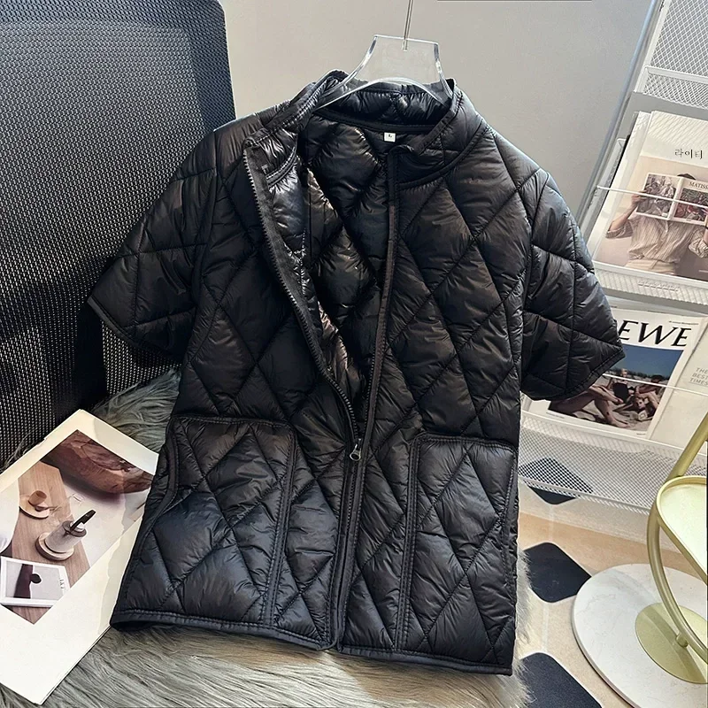 Cotton-padded Vest for Women, Half Sleeve Waistcoat with Half Sleeve Plus Size Down Jacket