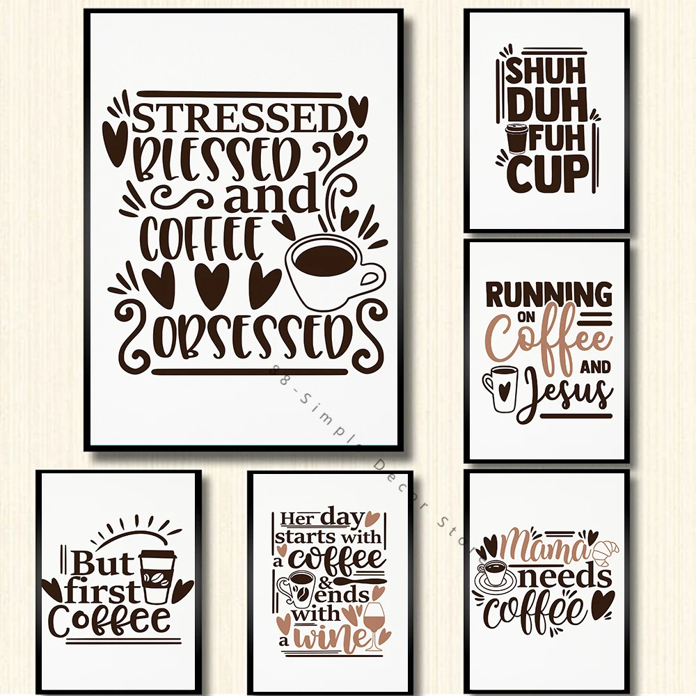 

Funny Coffee Quotes Abstract Posters Fashion Store Wall Art Photo Prints Modern Canvas Painting Kitchen Nordic Room Decoration