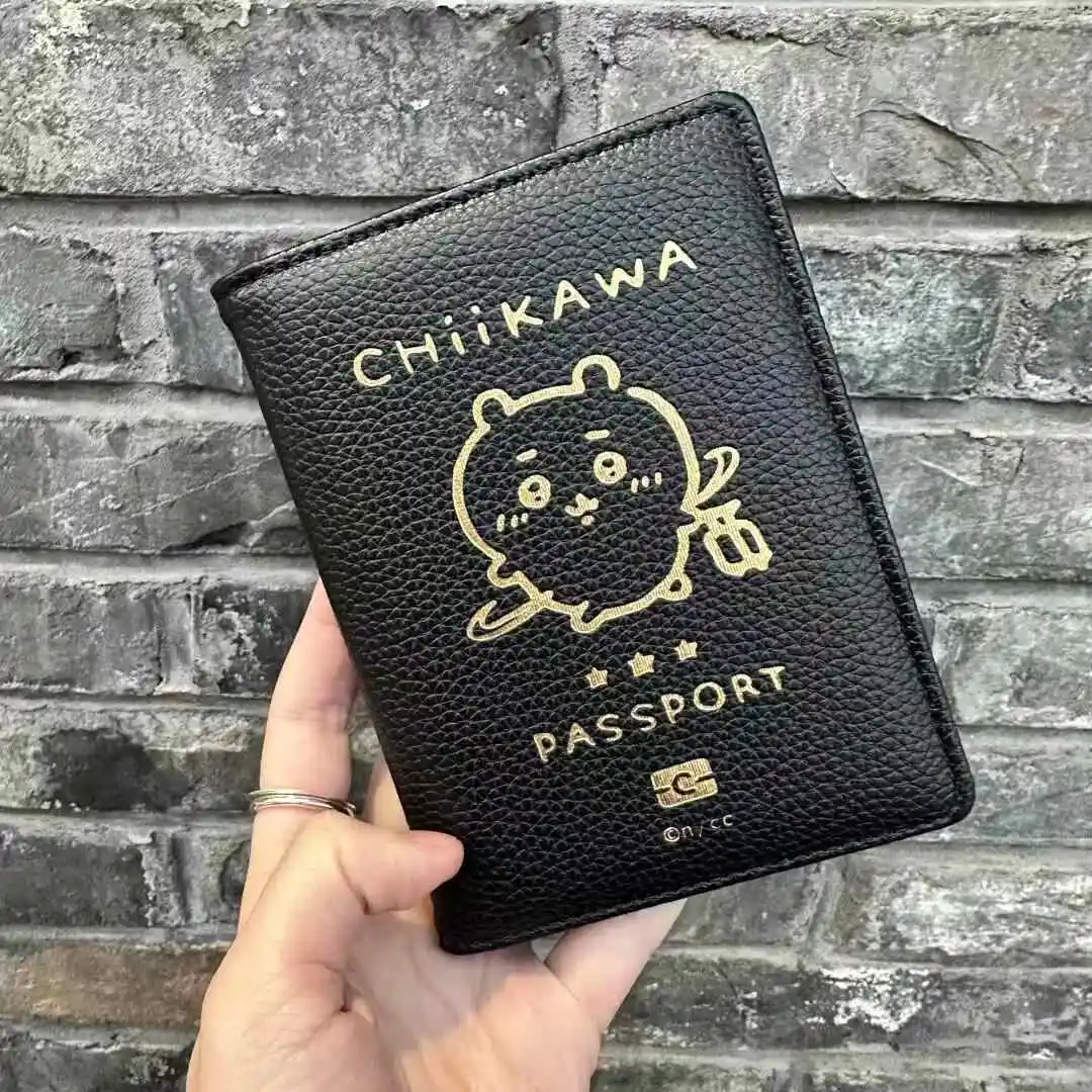 Chiikawa Hachiware Cute Leather Passport Holder Overseas Travel Document Ticket Usagi Anime Kawaii Portable Storage Card Holder