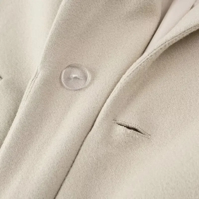 2024 herbst Winter Mode Quaste Einfarbig Oansatz Mantel WomanLoose Temperament Lange-sleeve Tasche Mantel Weibliche Streetwear – Detail 12