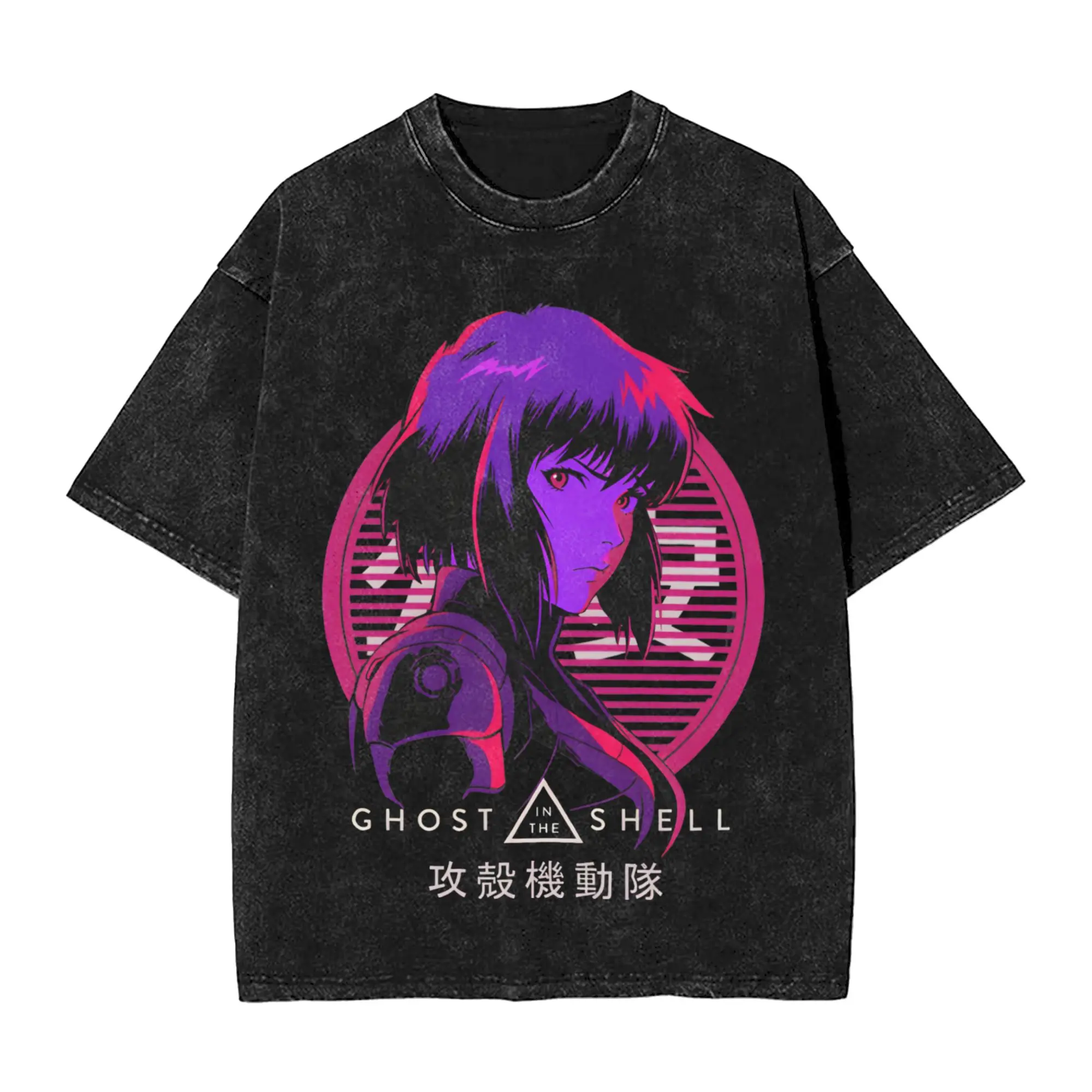 GHOST IN THE SHELL Major Motoko T Shirt Hip Hop Washed Harajuku T-Shirts Vintage for Men Women Tops Streetwear Printed Tee Shirt