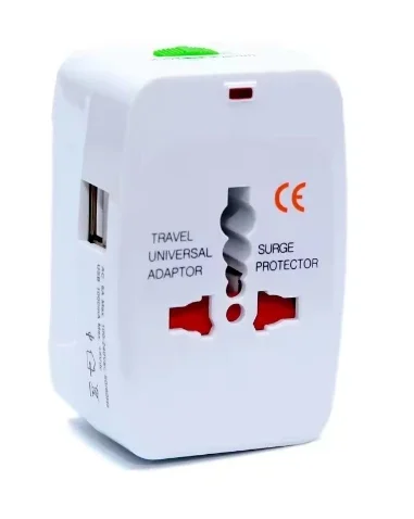 Power Plug, Global International All-in-One Travel Adapter Dual USB Charging Port For US EU UK Australia Universal Wall AC