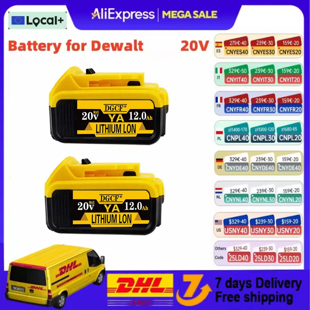 

8000MAH For Dewalt DCB200 Replacement Battery Compatible For Dewalt 18V 20V Tools DCB120 DCB182 DCB200 DCB609 Battery