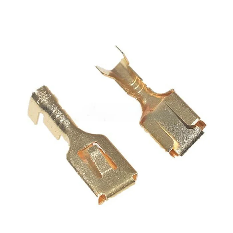 100PCS 6.3mm Square Spade Terminal, Male Female Crimp Terminal Plug Socket Connector Male & Female Terminals