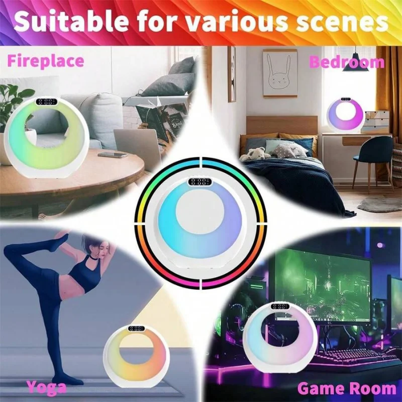 مصباح LED ليلي مكبر صوت بلوتوث مع منبه، تحكم في التطبيق، عرض الوقت، ديكور المنزل، هدية مثالية للفتيات المراهقات، وردي. #6