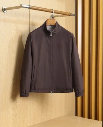 BC Old Money Style Mens Reversible Windproof Jacket Stand Collar Zip Up Short Wool Blend Trench Coat Casual Outerwear For Men