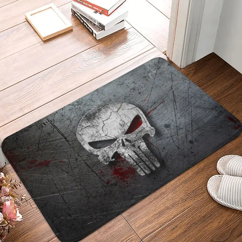 Benutzerdefinierte Vintage Skeleton Punishers Schädel Fußmatte Anti-Rutsch Küche Badezimmer Matte Toilette Tür Boden Eingang Teppich Teppich