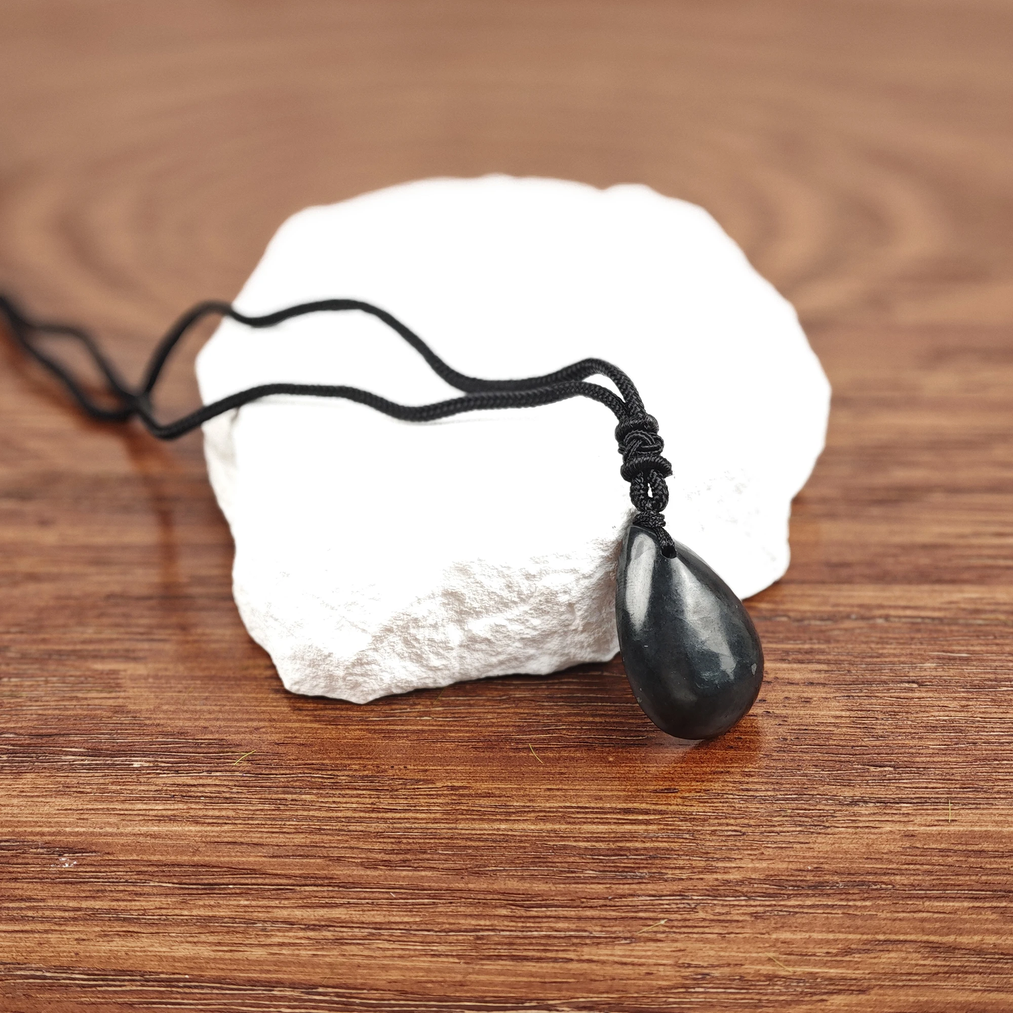 

Handcrafted Shungite Waterdrop Pendant - Healing Shungite Stone Necklace for Wellness and Balance