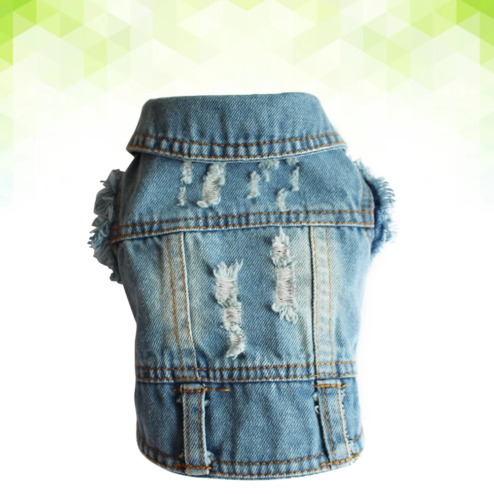 

Pet Denim Vest Cool Cowboy Jacket for Small Dogs Puppies Retro Style Button Closure Easy on Off Xxl Denim Vest