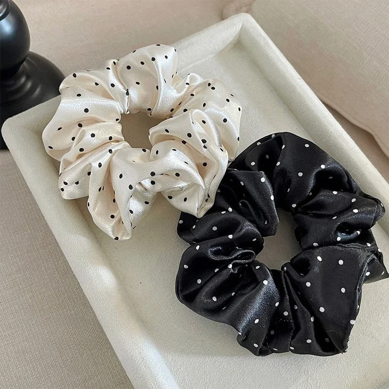 Fashion Polka Dot Scrunchies Large Hair Bands Maruko Head Braid Rubber Band Female Elegant Hair Rope Ties Ponytail Headwear image 2