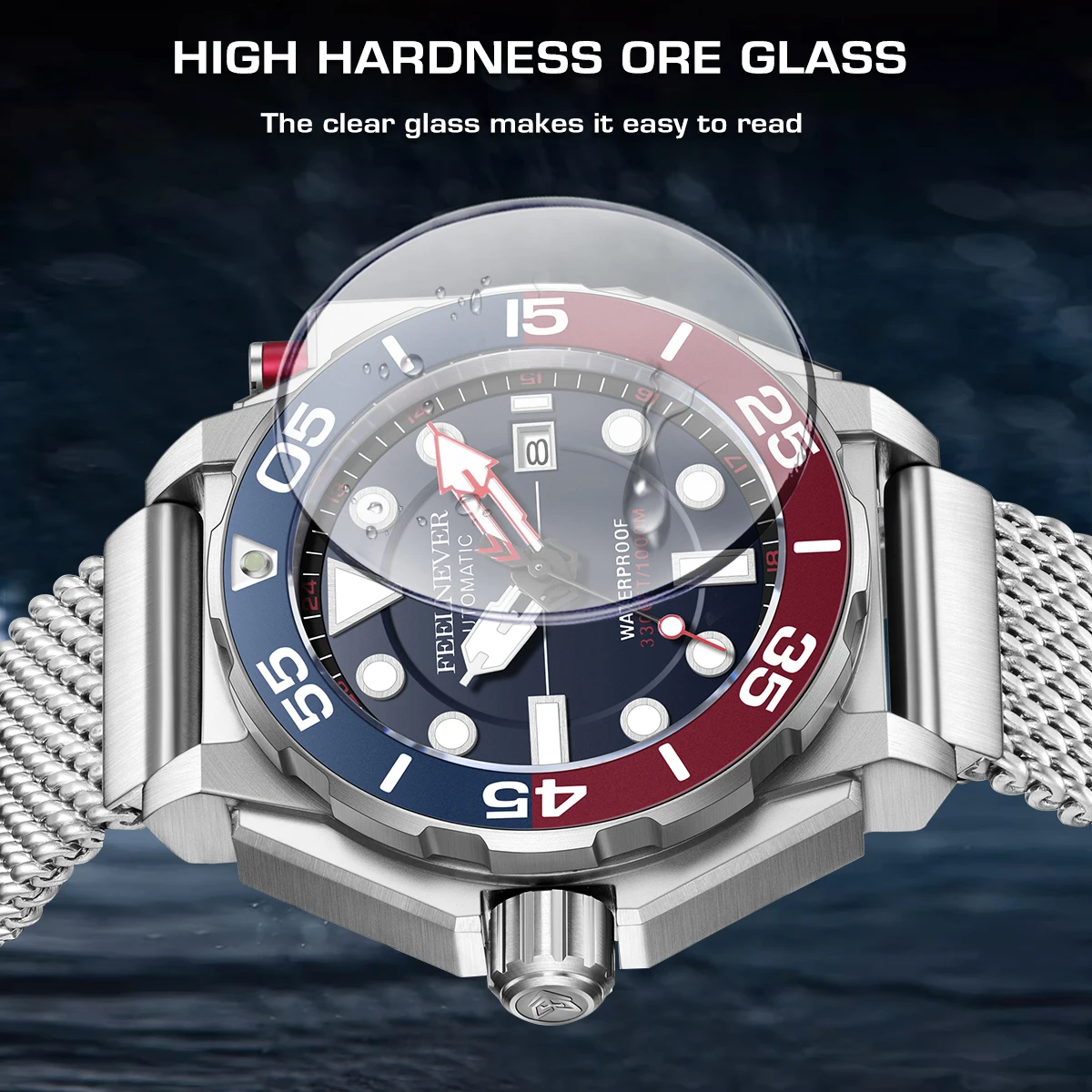 FEELNEVER Men Mechanical Wristwatch Automatic Watch Leisure Fashion Business Waterproof Multi Functional Watch With Watch +Box view 2
