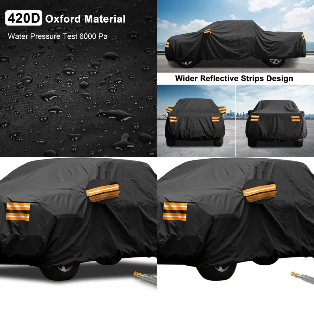 

All-Weather 420D Oxford Truck Cover, Waterproof 6000Pa Hail Protection, Fits Ford F150, GMC Sierra, Dodge Ram 1500 Extended/Supe