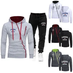 Men's Clothing New in Sports Printing Zipper Tracksuit Casual Hooded Sweatshirts Jogging Sweatpants European Street Jacket Coat