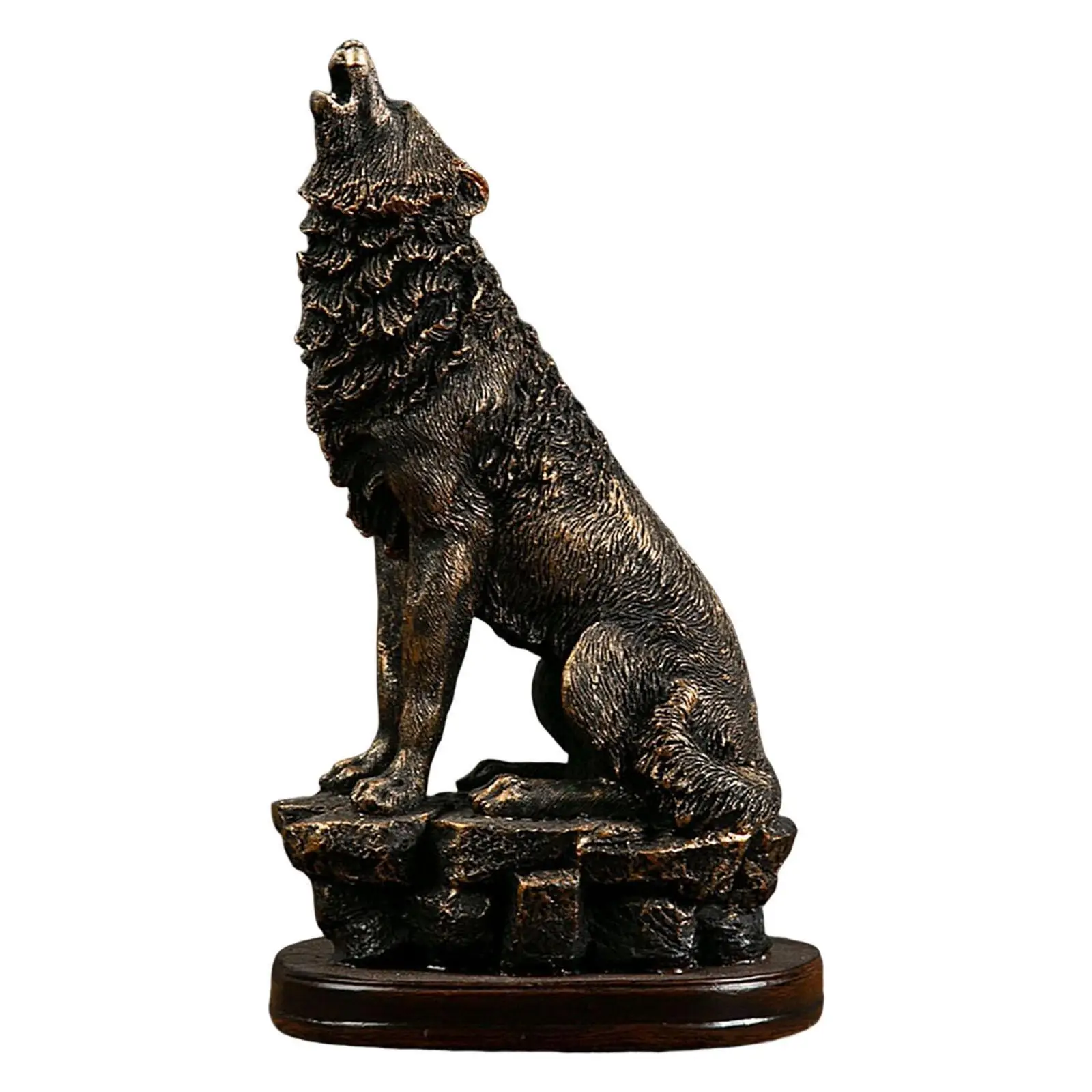 Polyresin Wolf Figurine Ornament Collectable for Bookshelf Office Cabinet