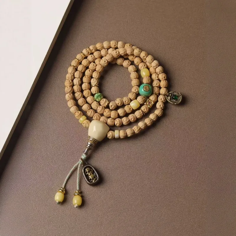 Natural Passion Fruit Seed 108 Beads Buddhist Bracelet Accessories Wooden Handheld Necklace