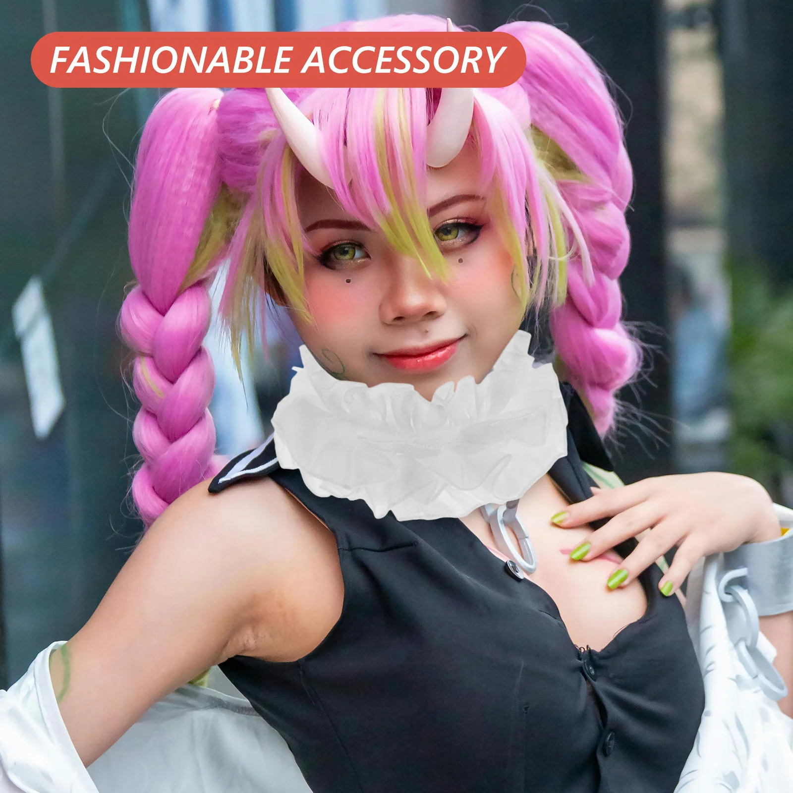 ファッションシフォンフェイクカラー女性用フリル取り外し可能なネックラフコスプレ衣装パーティーアクセサリーメッシュレースフリルカラー