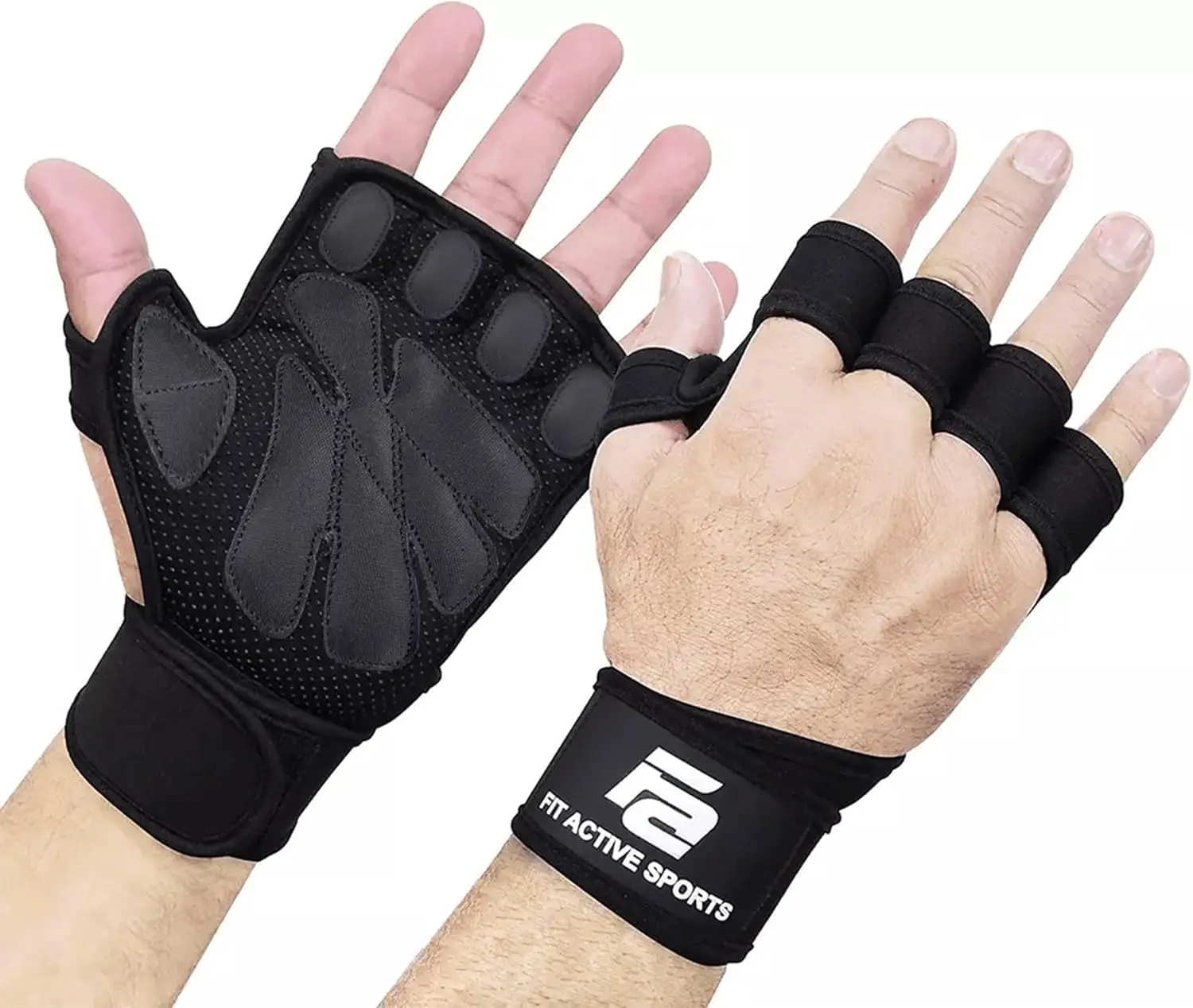 Fit Active Sports New Ventilated Weight Lifting Workout Gloves with Built-in Wrist Wraps for Men and Women - Great for Gym Fitne