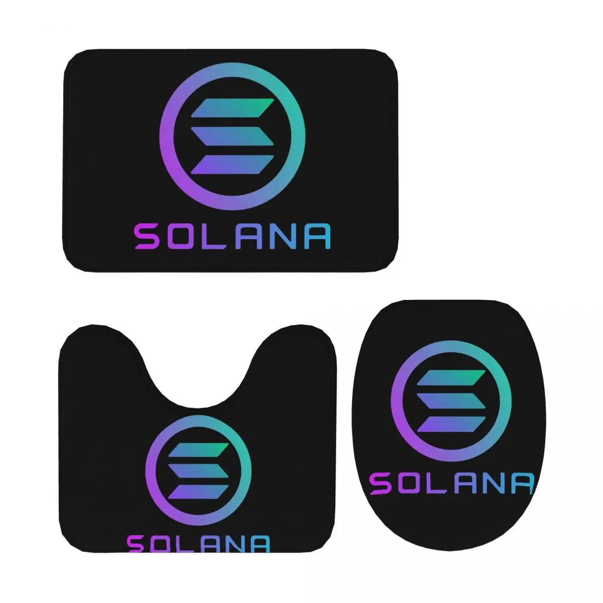 Solana crypto-monnaie-Solana SOL 3 pièces tapis de bain ensemble de salle de bain couvercle de toilette décor à la maison tapis antidérapant tapis de sol