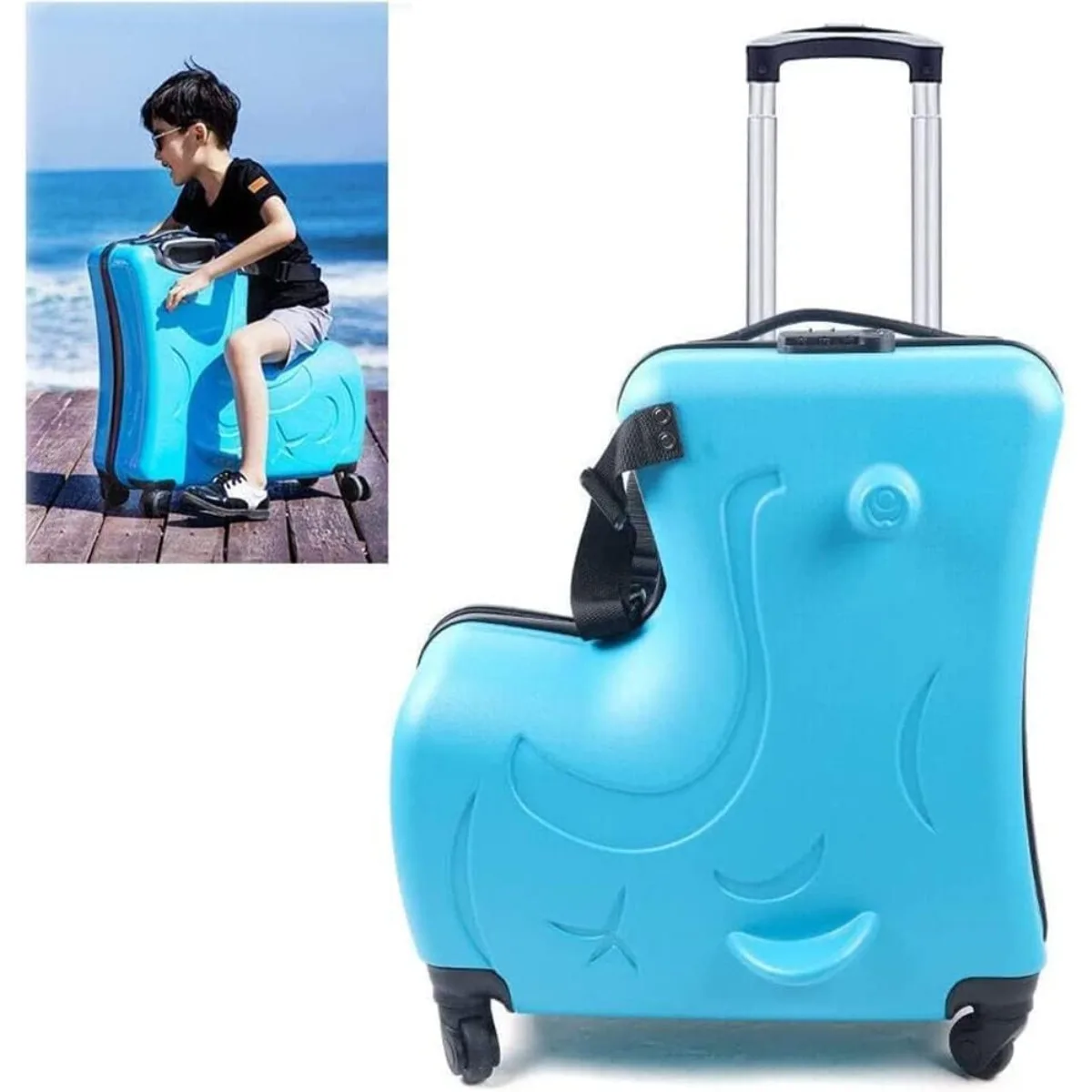 20 Inch Children's Ride On Trolley , Portable Universal Wheel , Carry On Luggage, Waterproof Unisex Boys Girls Travel Suitcase