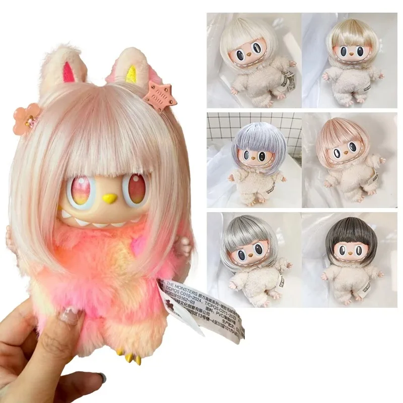 วิกผมคอสเพลย์ทรงบ๊อบ สำหรับตุ๊กตา Labubu BJD Dimoo ความยาว 22-23 ซม. รอบศีรษะ พร้อมชุดปาร์ตี้และเครื่องประดับ