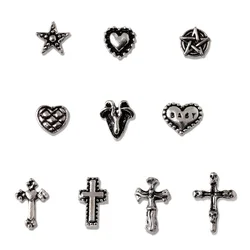 20 adet/paket Metal Punk Çapraz Tırnak Charm 3D Mini Farklı Stiller Retro Çapraz Alaşım Metal Doku Küçük Yıldız Tasarım Tırnak Kaynağı