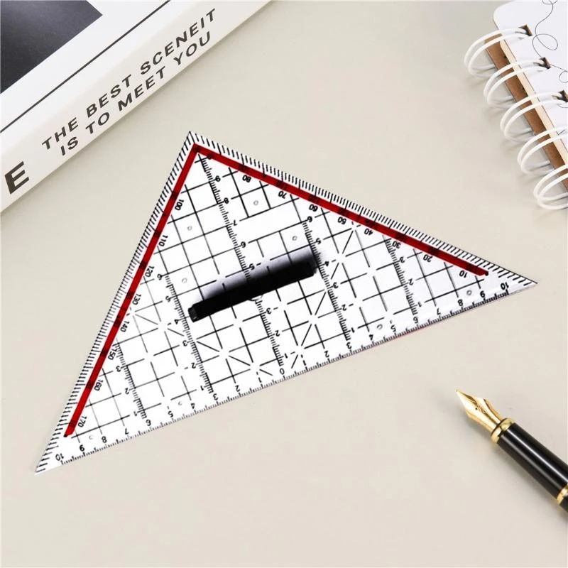 Triangle-shaped Template Ruler Clear Drafting Stencil Ruler With Handle Protractor Scales Pro Comic Tools best sale
