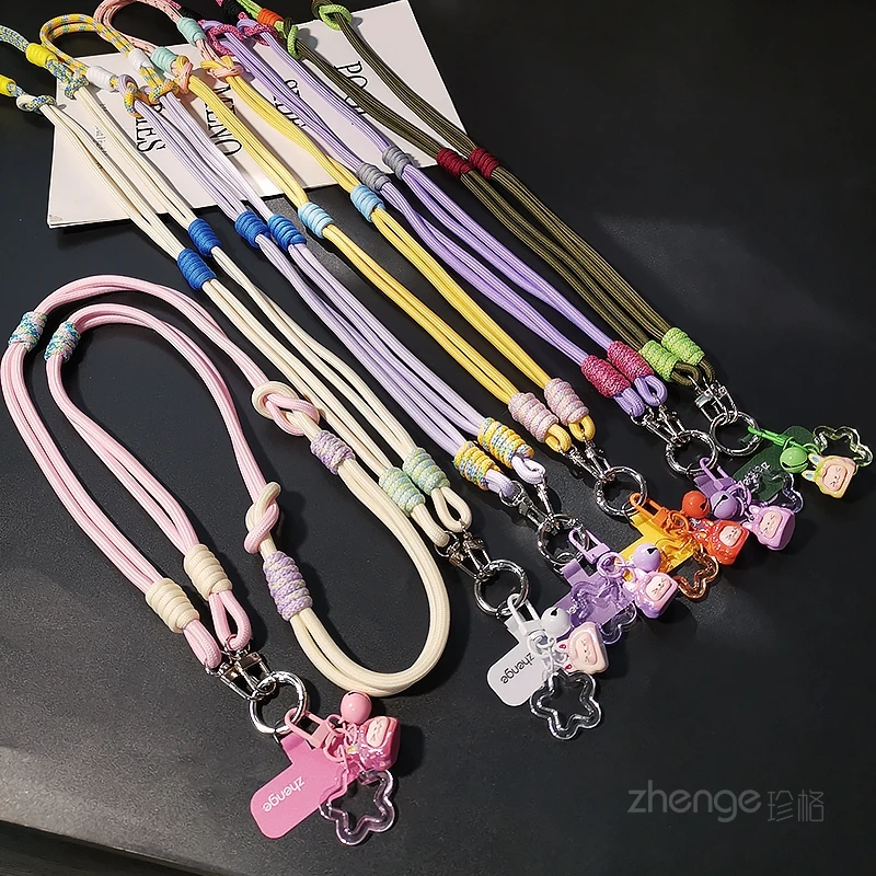 

Two strand three use simple woven hanging rope, long adjustable crossbody wrist quick disassembly short phone hanging rope