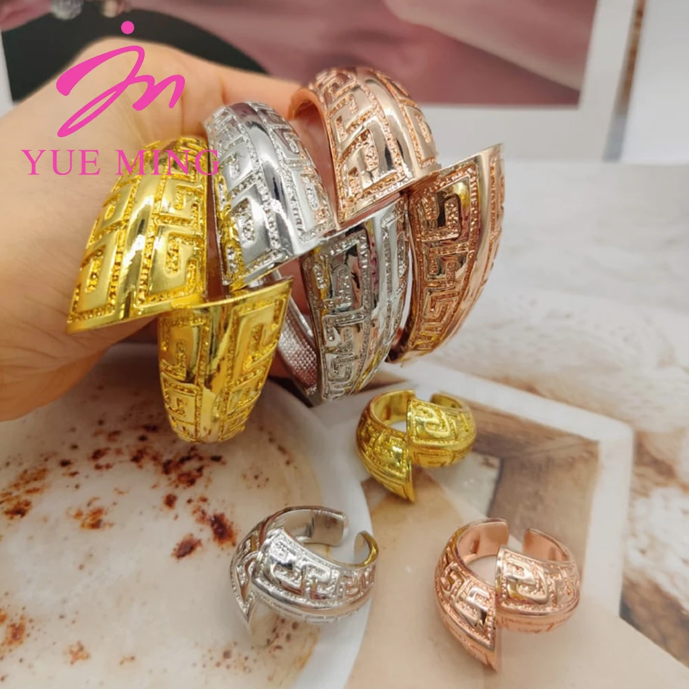 Luxury Bangles Ring for Women African Jewellery Rose Gold Color Jewelry Sets Brazilian Wedding Charm Bracelets Anniversary Gifts