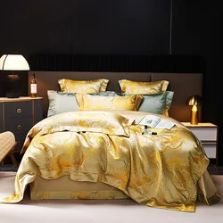 Royal Beige Gold Satin Duvet Cover Set Egyptian Cotton Silky Shiny Comforter Covers Zipper Closure Bedding Bed Sheet Pillowcases