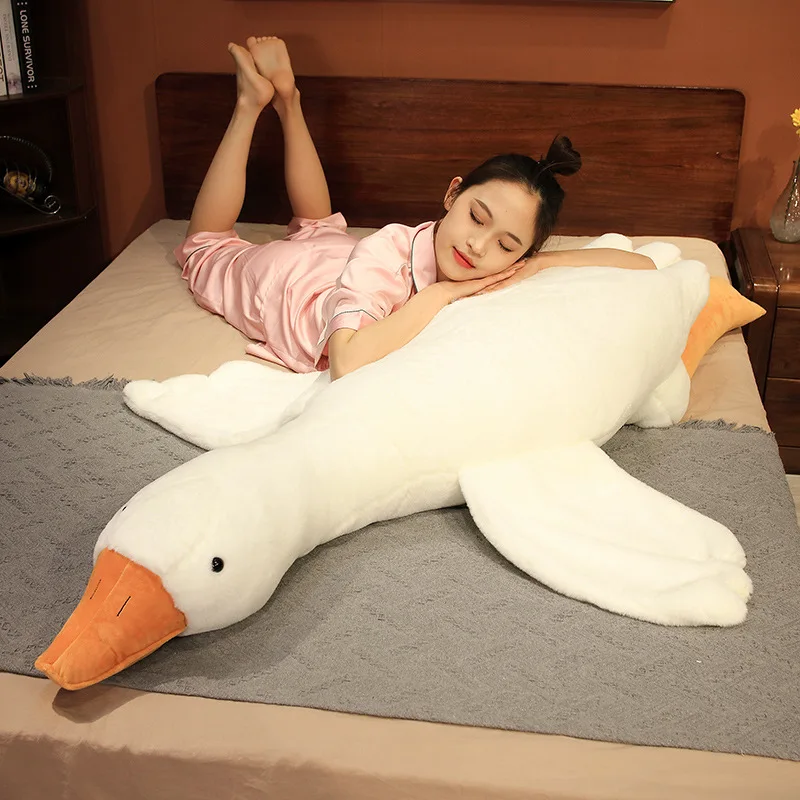 90-160cm Huge Cute Goose Plush Toys Big Duck Doll Soft Stuffed Animal Sleeping Pillow Cushion Christmas Gifts for Kids and Girls