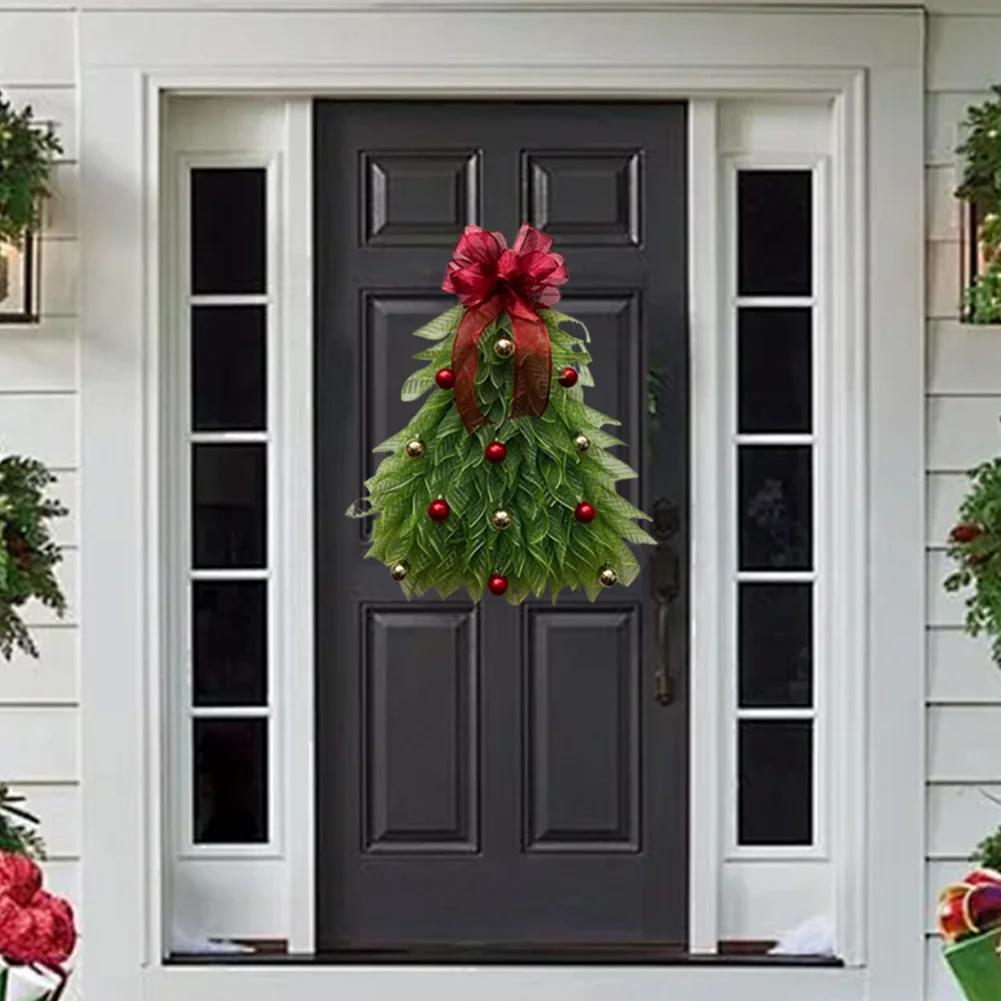 Feito à mão farpa de natal grinalda de natal grande árvore de natal flor grinalda guirlanda luminosa decoração da porta da frente