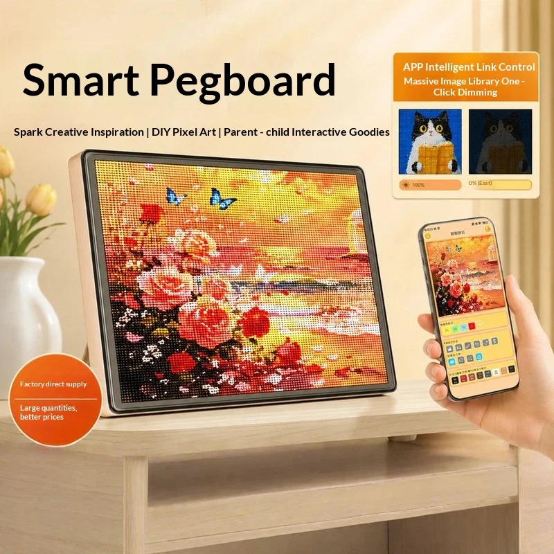 Generic Smart LED Pixel Pegboard 104X144 Large High Temperature Resistant Bluetooth APP Control DIY Bead Art Board For Desktop