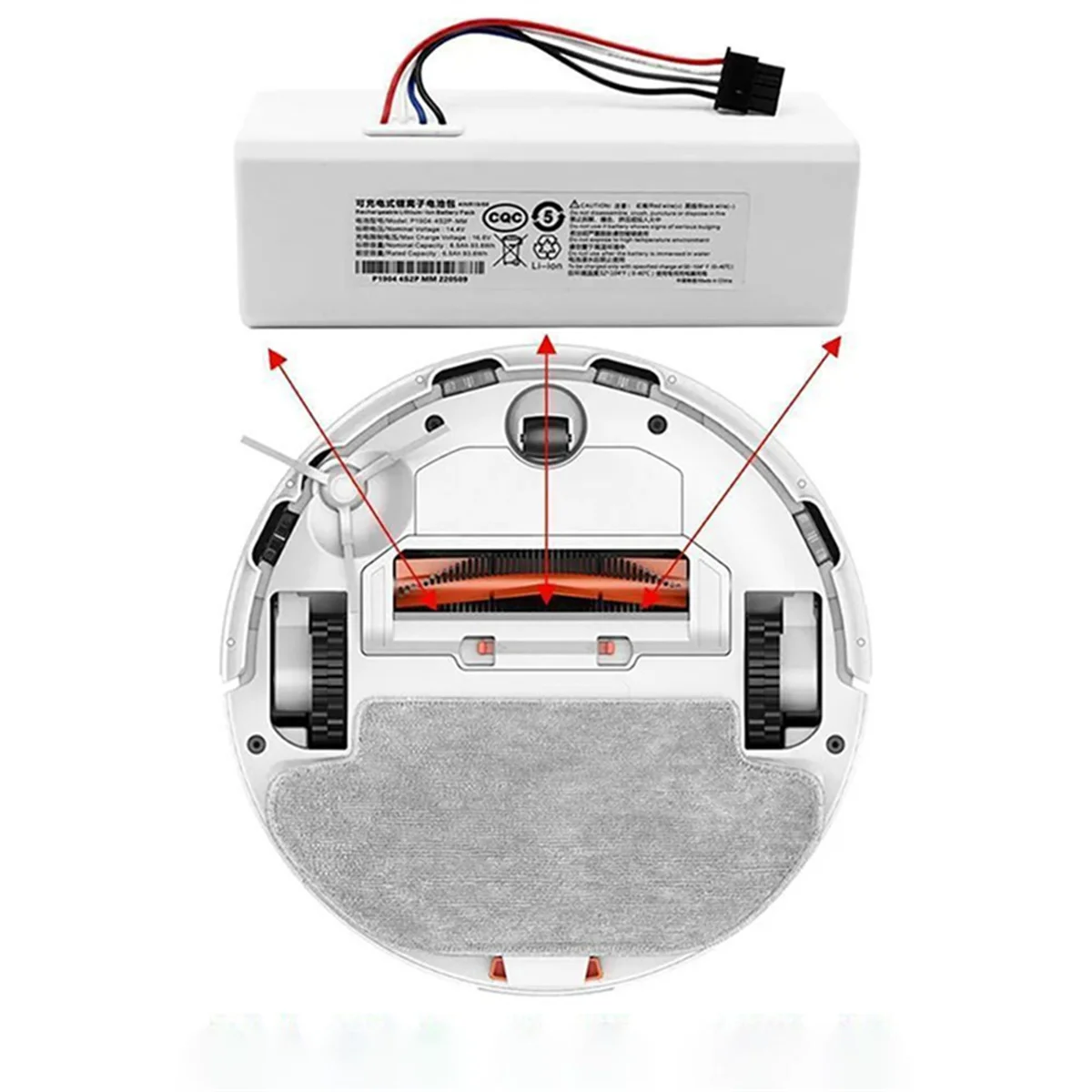 Imagem -06 - Bateria para Xiaomi Mijia 1c Stytj01zhm 14.4v 12800mahp19044s1p-mm Peças de Aspirador Robô Mop Cleaner Acessórios